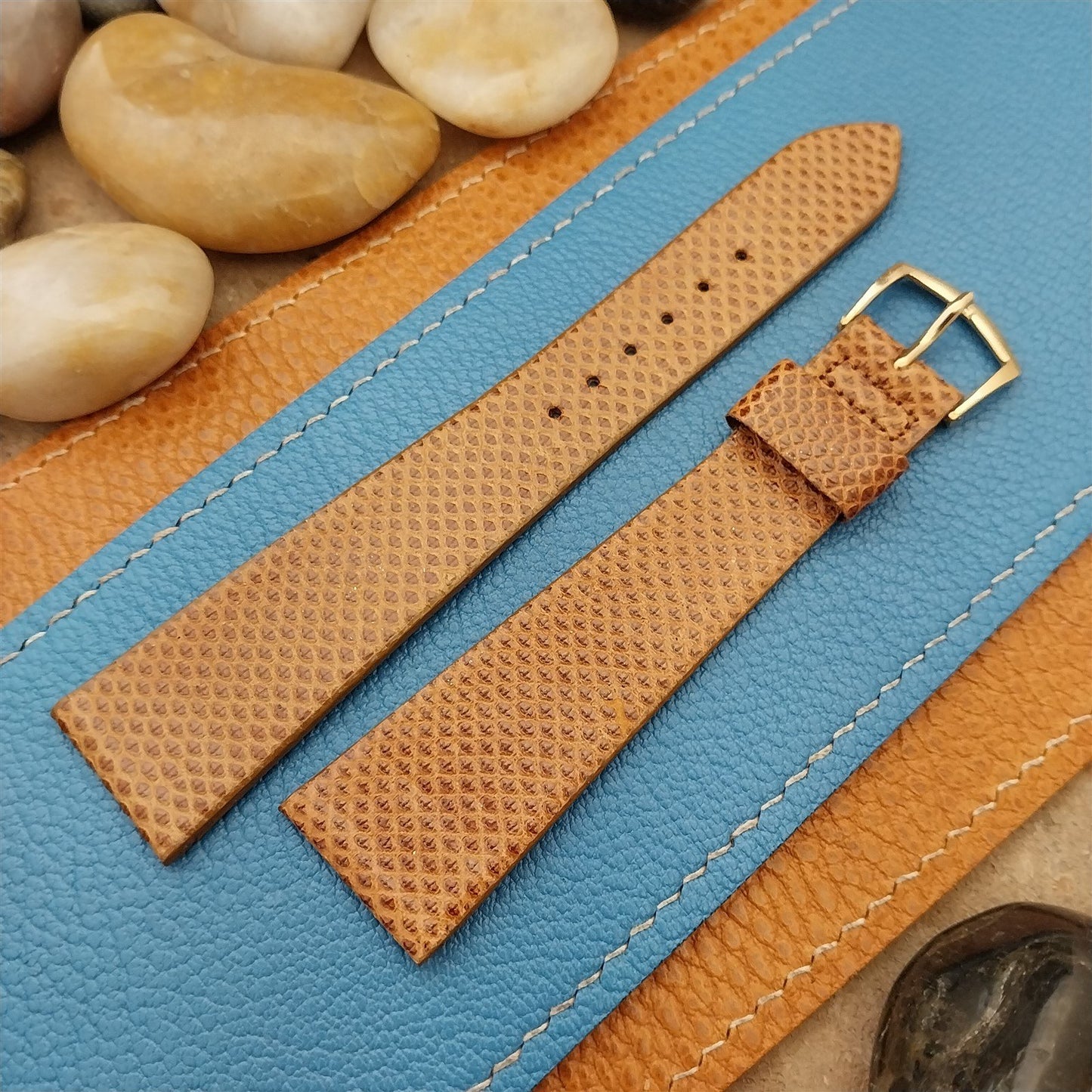 Vintage 22mm Speidel Brown Karung Snake Long Unused Classic Tapered Watch Band