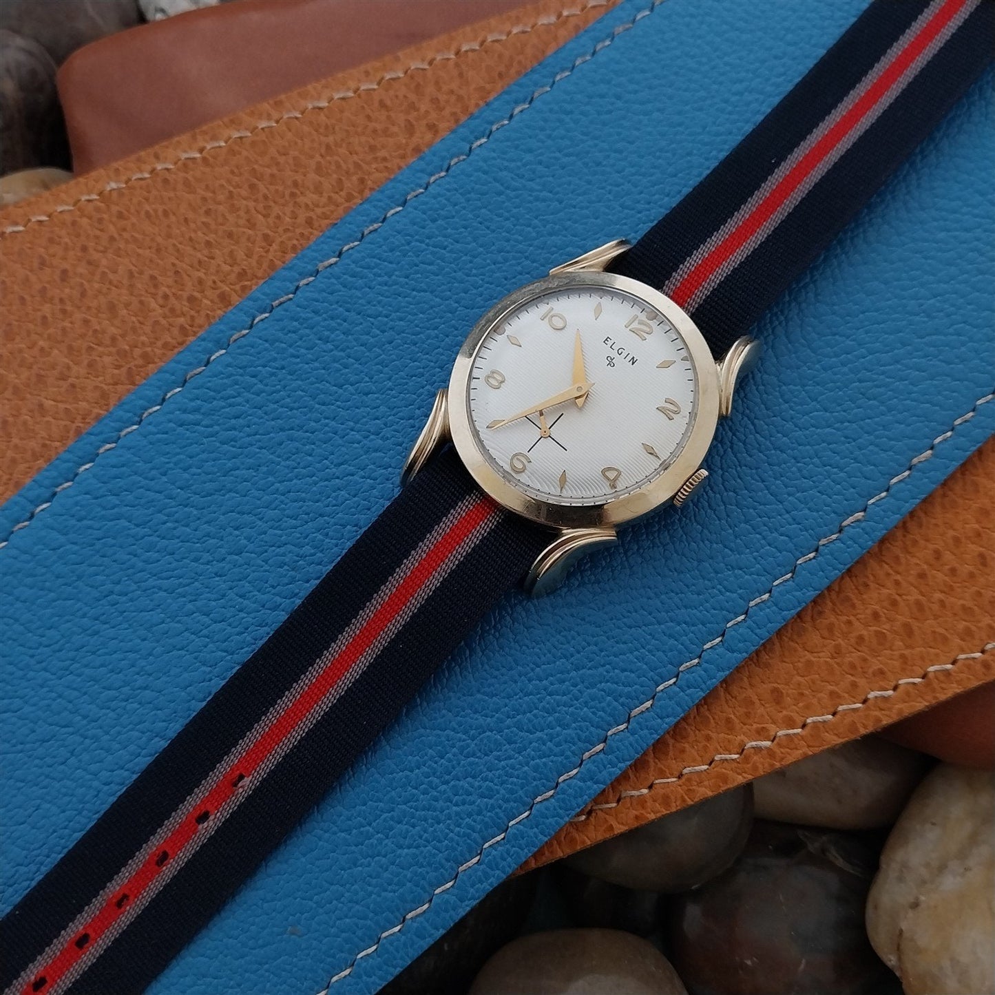 18mm Perlon Reversible Striped Unused Classic One-Piece 1960s Vintage Watch Band