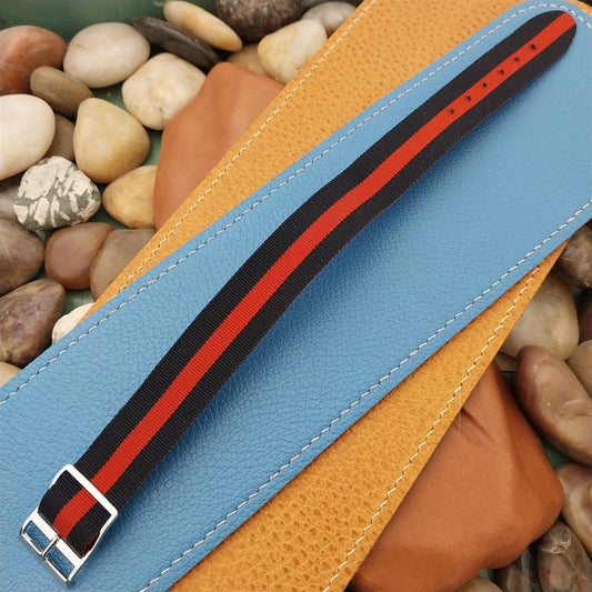 18mm Reversible Perlon 1960s Vintage Field Watch Band Unused nos Classic Strap