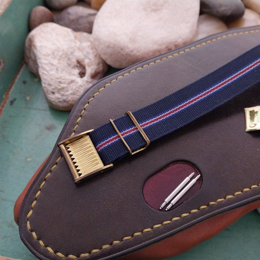 16mm Striped Perlon Reversible Classic Single Pass Unused Vintage Watch Band