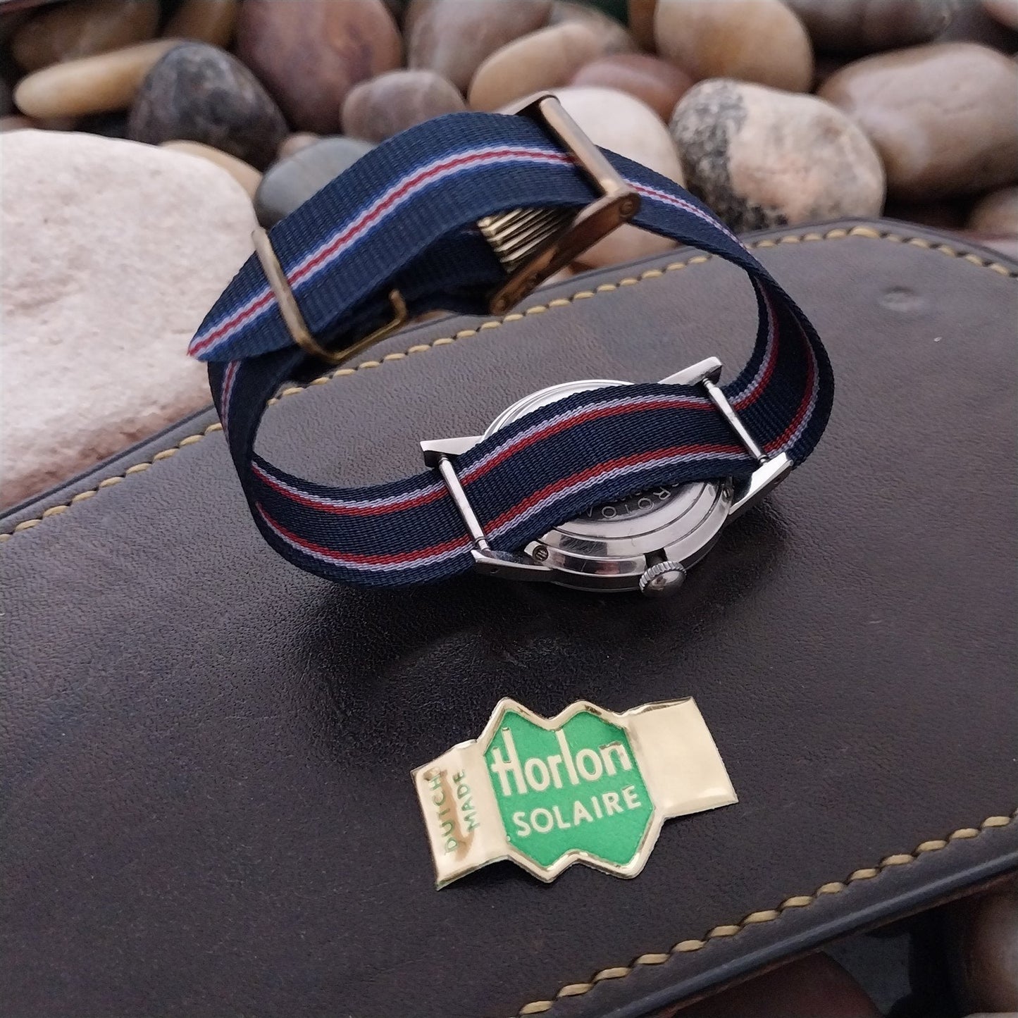 16mm Striped Perlon Reversible Classic Single Pass Unused Vintage Watch Band