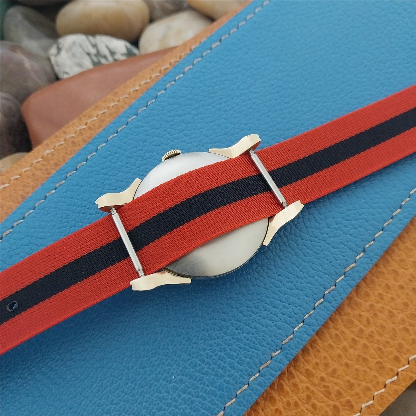 Vintage 18mm Striped Perlon Unused Classic Single Pass 1960s Unused Watch Band