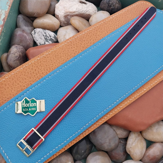 Vintage 16mm striped Perlon reversible Single Pass Classic 1960s NOS Watch Band