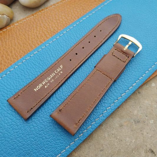 1960s Vintage Watch Band Unused Tapered nos Norwegian Calf Downing USA 3/4" 19mm
