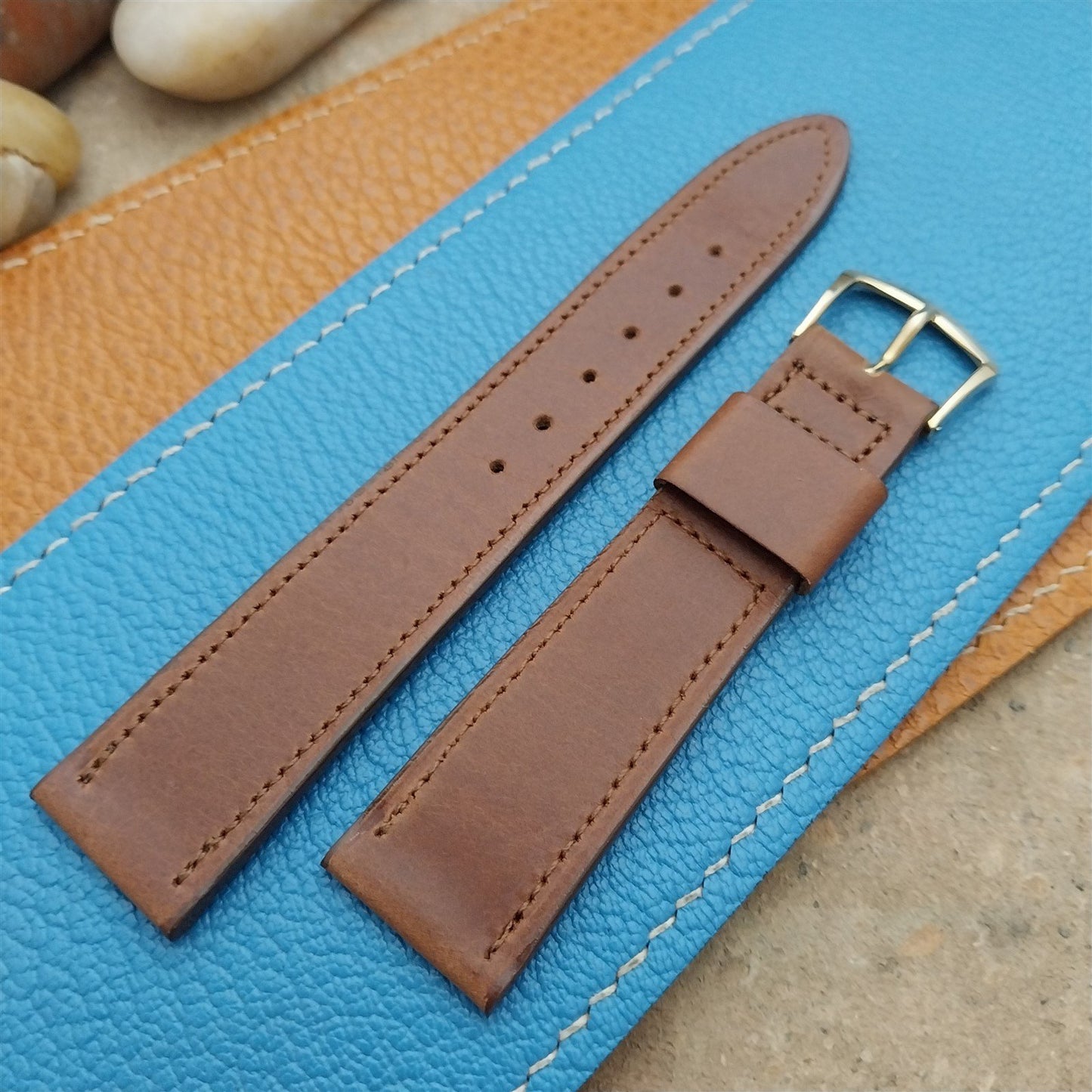 1960s Vintage Watch Band Unused Tapered nos Norwegian Calf Downing USA 3/4" 19mm