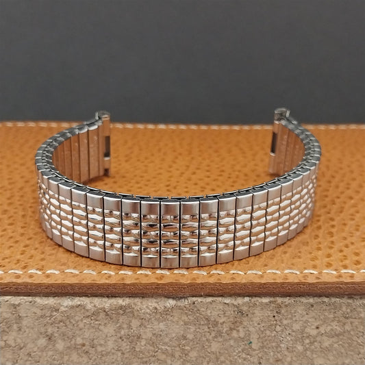 Vintage 1967 Stainless Steel Rice Beads Speidel Tempest 19mm 18mm nos Watch Band