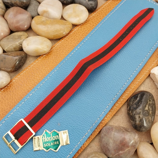 18mm Perlon Classic Striped Reversible Unused 1960s-1970s nos Vintage Watch Band