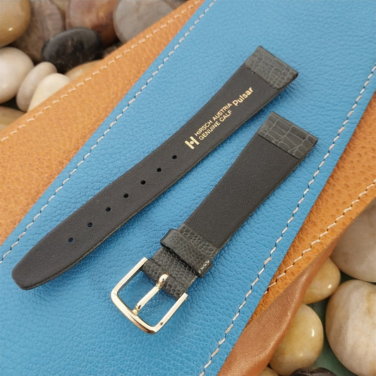 18mm Pulsar Hirsch Gray Lizard-Grain Leather Tapered Unused Vintage Watch Band