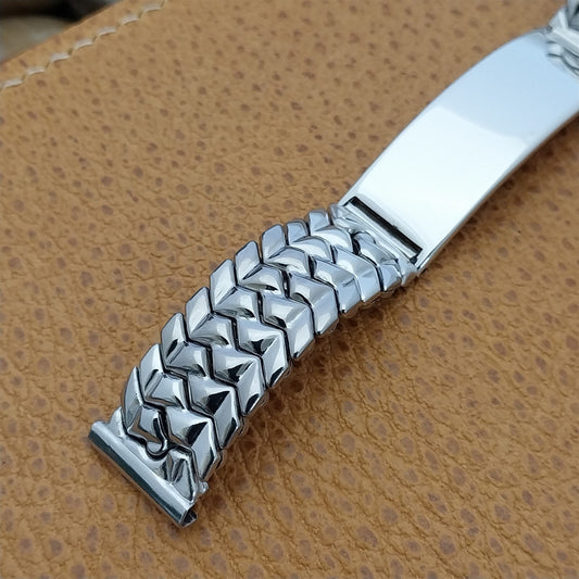 1950s Vintage Watch Band 5/8" Drema Stainless Steel & Rhodium ID Tag Old-Stock
