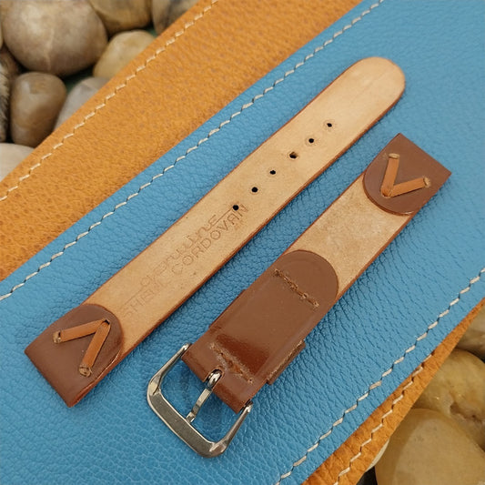Vintage 16mm Shell Cordovan Laced Leather Unused Classic 1950s Watch Band