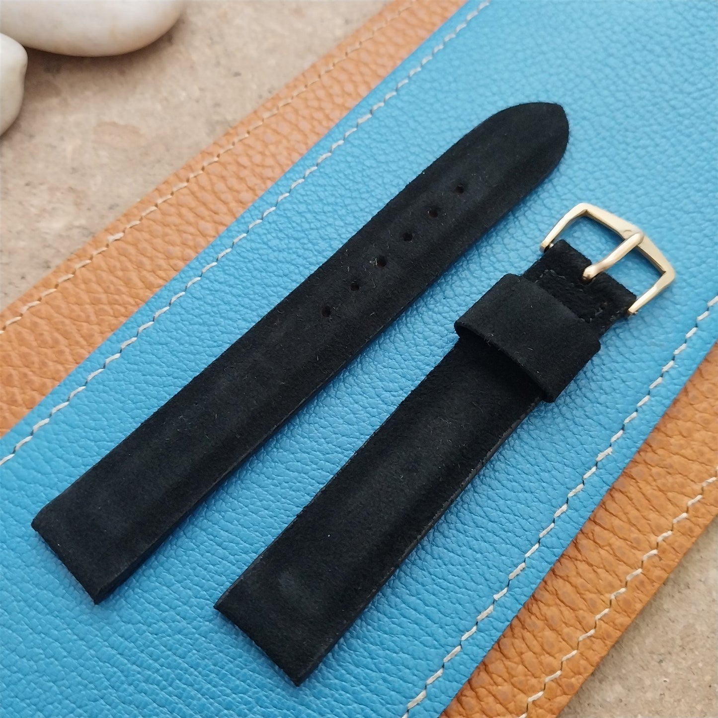 1960s Vintage 5/8" Mormac USA Black Holland Suede Strap Unused NOS Watch Band
