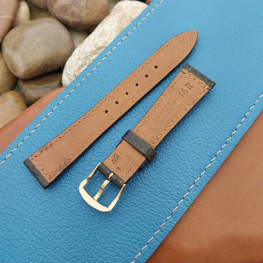 16mm Hadley Roma Tapered Short Dark Brown Lizard Unused nos Vintage Watch Band