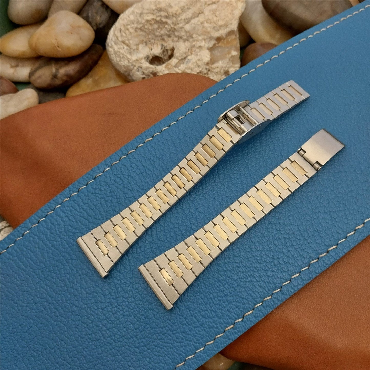 17mm JB Champion Gold-Tone & Stainless Steel Womens nos 1970s Vintage Watch Band