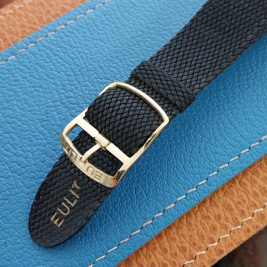 18mm Black Perlon Mesh Watch Strap nos Unused 1970s Vintage Watch Band
