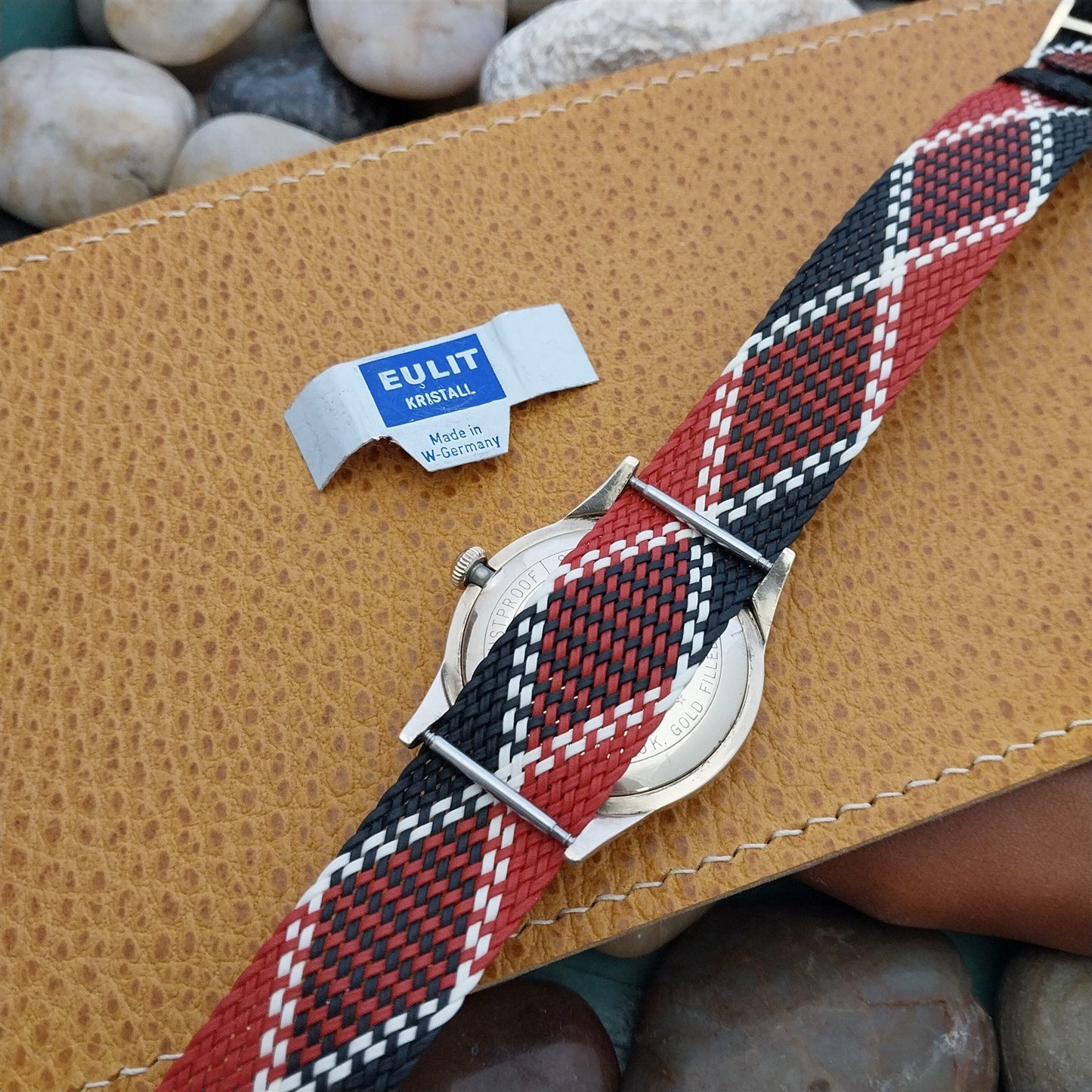 Vintage 18mm Braided Perlon Argyle Classic 1960s Single Pass Unused Watch Strap