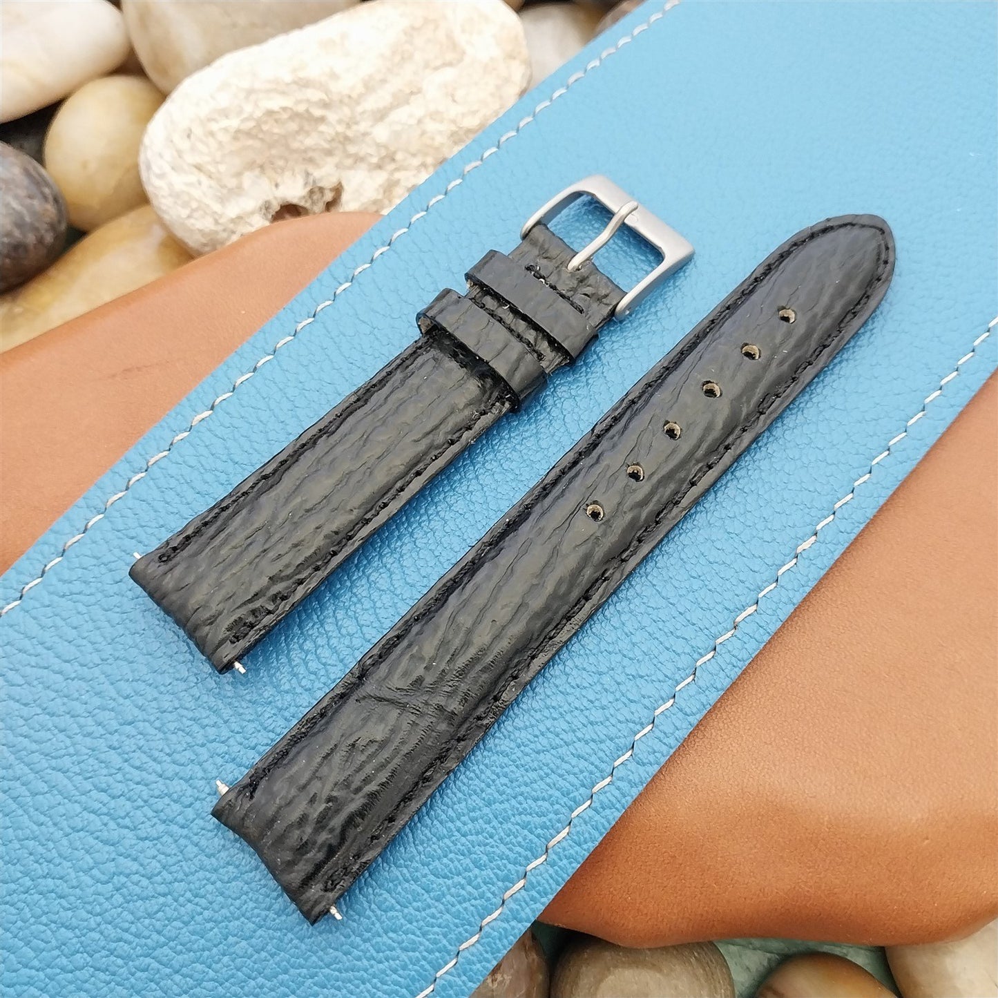 11/16" 18mm Genuine Shark Old-Stock Unused Kreisler Black Vintage Watch Strap