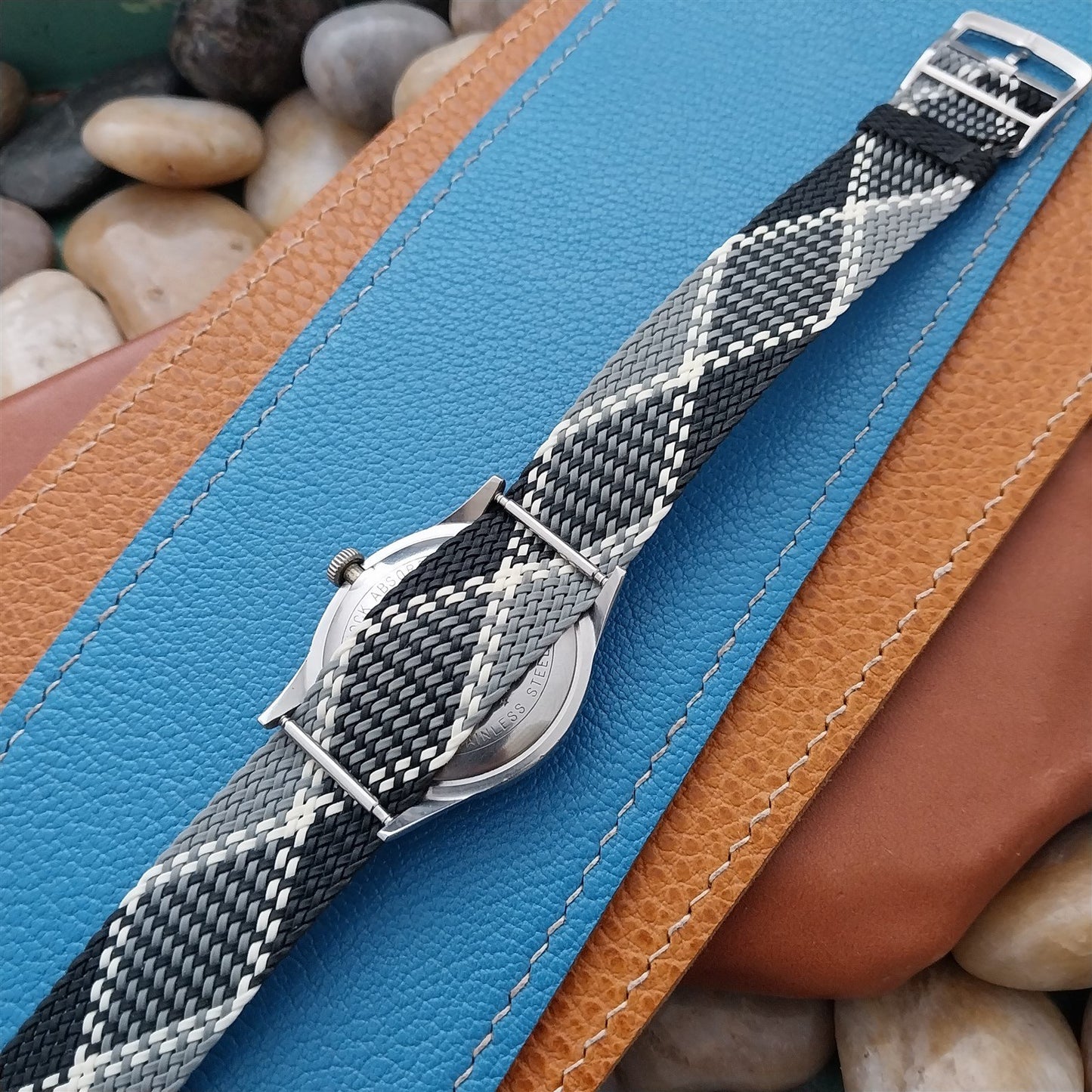 Vintage 18mm Braided Perlon Argyle Eulit Single Pass Unused 1960s Watch Strap
