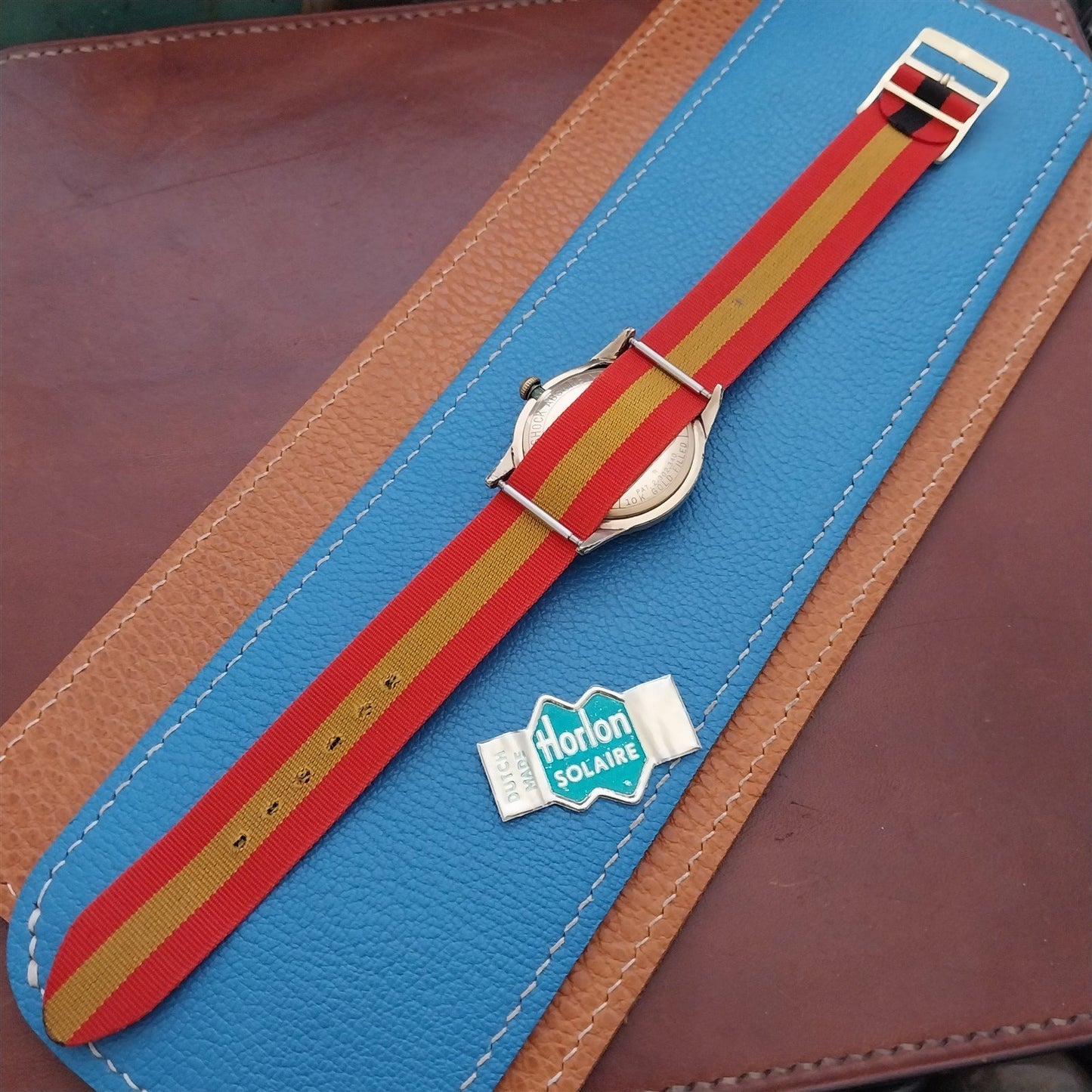 18mm Striped Perlon Reversible Classic Single Pass NOS 1960s Vintage Watch Strap