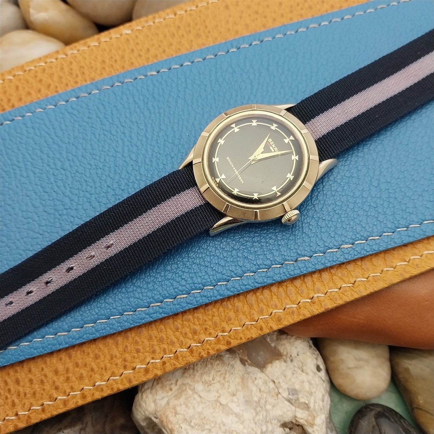 18mm Striped Perlon Classic 1960s-1970s Single Pass Unused Vintage Watch Band