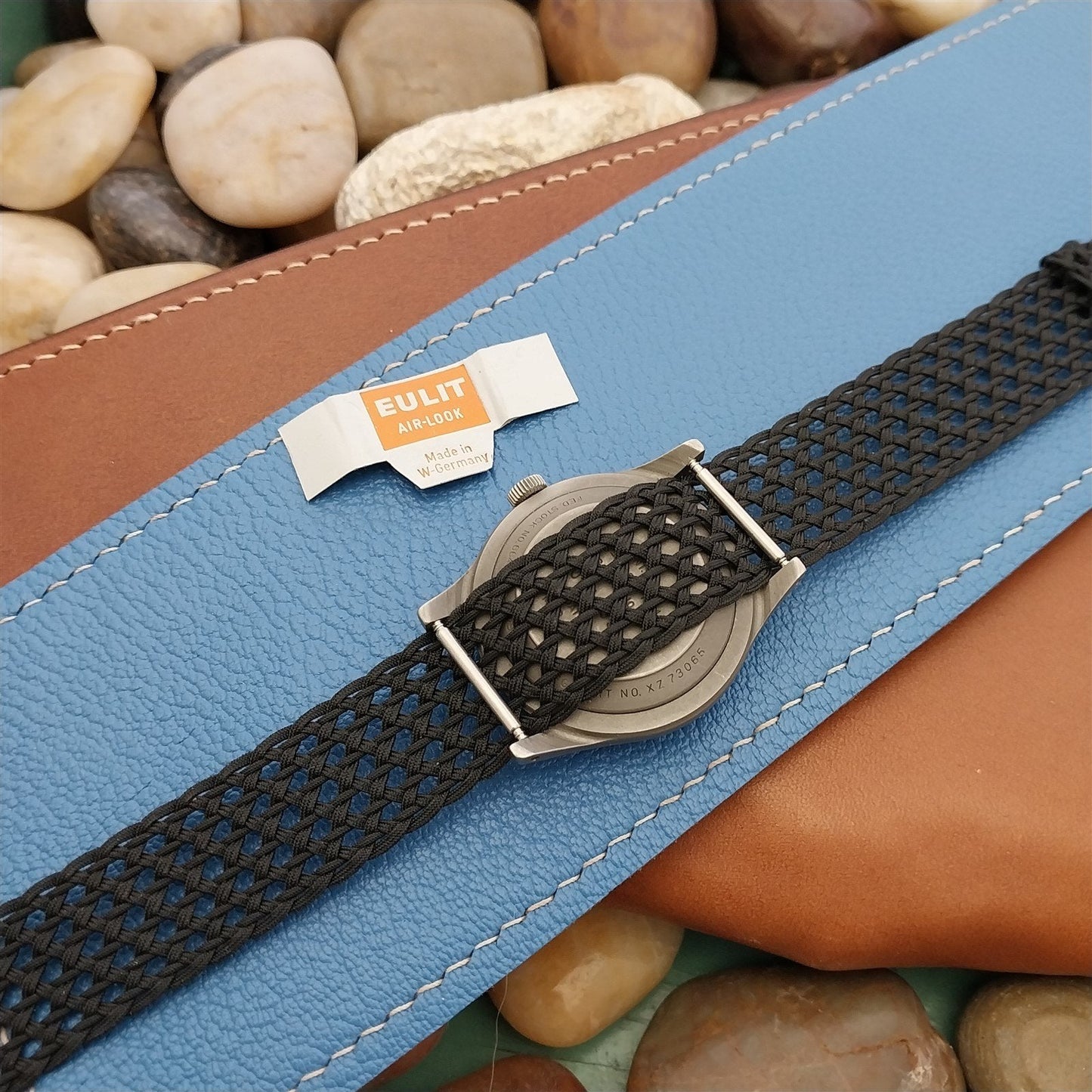 18mm Black Braided Perlon Mesh Eulit Air-Look Unused 1960s Vintage Watch Band
