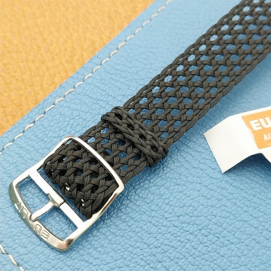 18mm Black Braided Perlon Mesh Eulit Air-Look Unused 1960s Vintage Watch Band