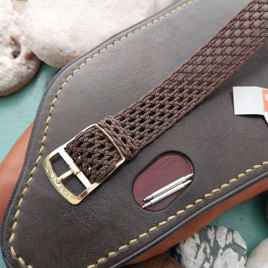 16mm Eulit Brown Perlon Air-Look 1960s Classic Unused nos Vintage Watch Band