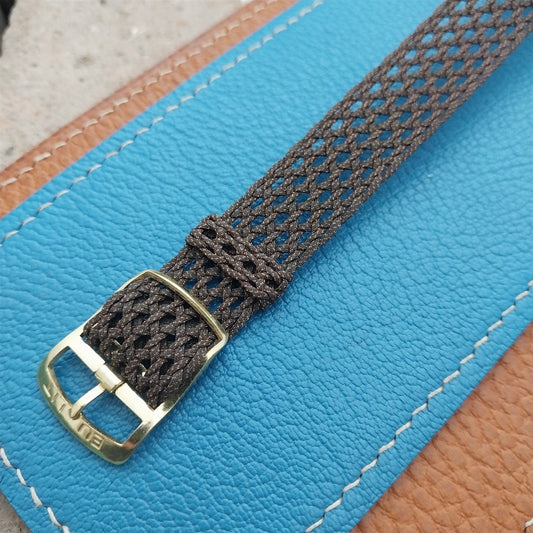 16mm Eulit Brown Perlon Air-Look 1960s Single-Pass Unused Vintage Watch Strap