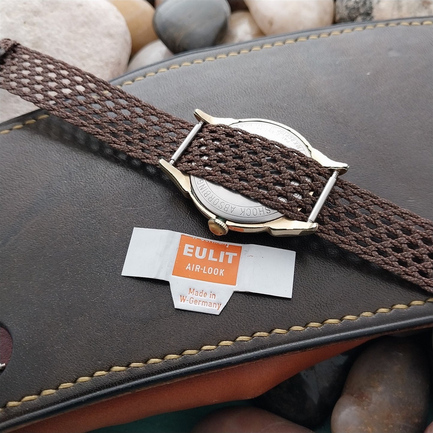 16mm Eulit Brown Perlon Air-Look 1960s Classic Unused nos Vintage Watch Band