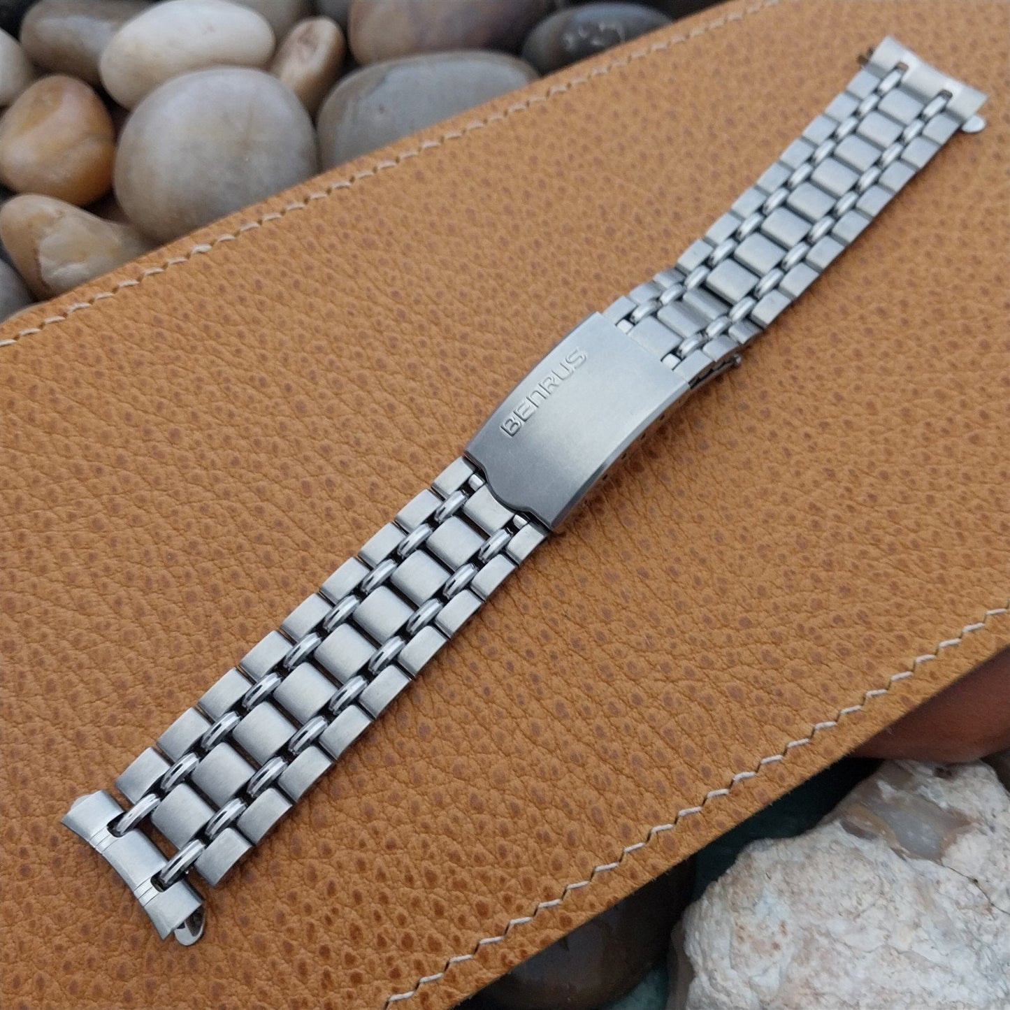 19mm Benrus Prospect Stainless Steel deployment nos 1970s old-stock Watch Band