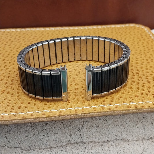 17mm 18mm 19mm Vintage Speidel Black & Stainless nos Unused Classic Watch Band