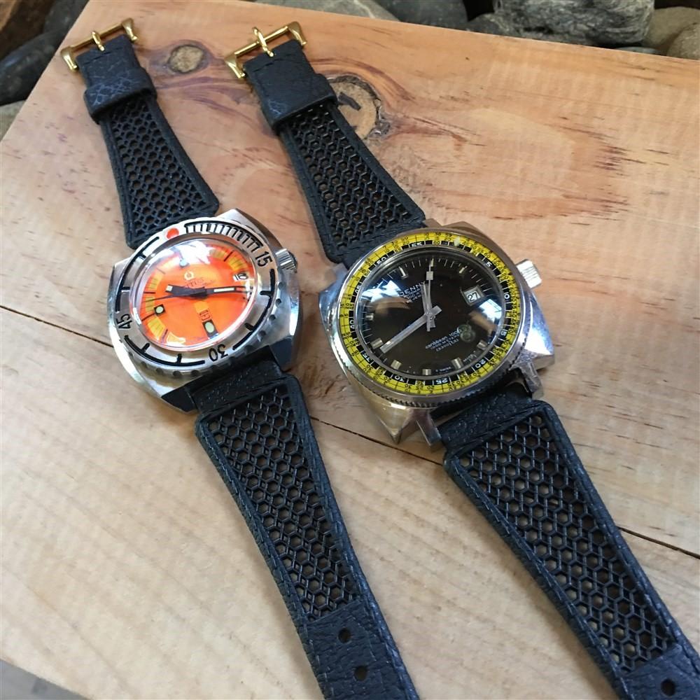 20mm Diver Golay Playa Swiss Ventilated Unused 1970s Vintage Black Watch Band