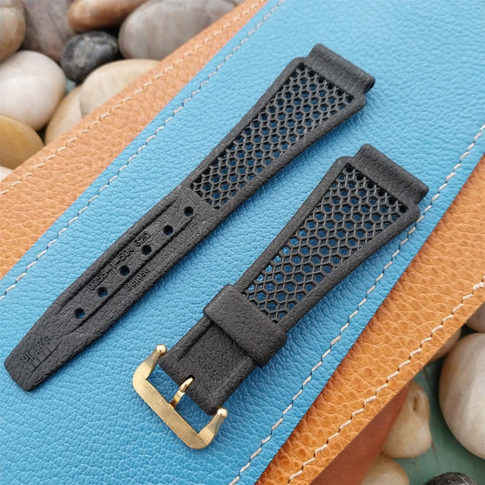20mm Diver Golay Playa Swiss Ventilated Unused 1970s Vintage Black Watch Band