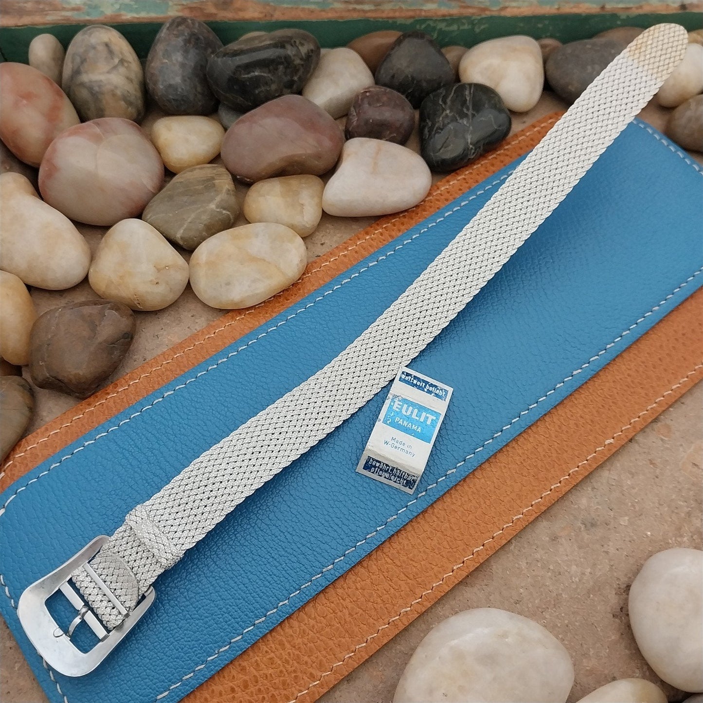 18mm Perlon Silver Eulit Panama Single Pass NOS 1960s Unused Vintage Watch Band