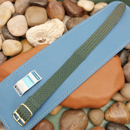 Vintage 18mm Braided Perlon Green Melange Eulit Panama Neu Unused Watch Band