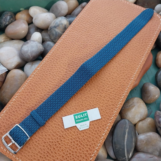 Braided Perlon 18mm Blue Eulit Panama Neu Unused nos 1960s Vintage Watch Band