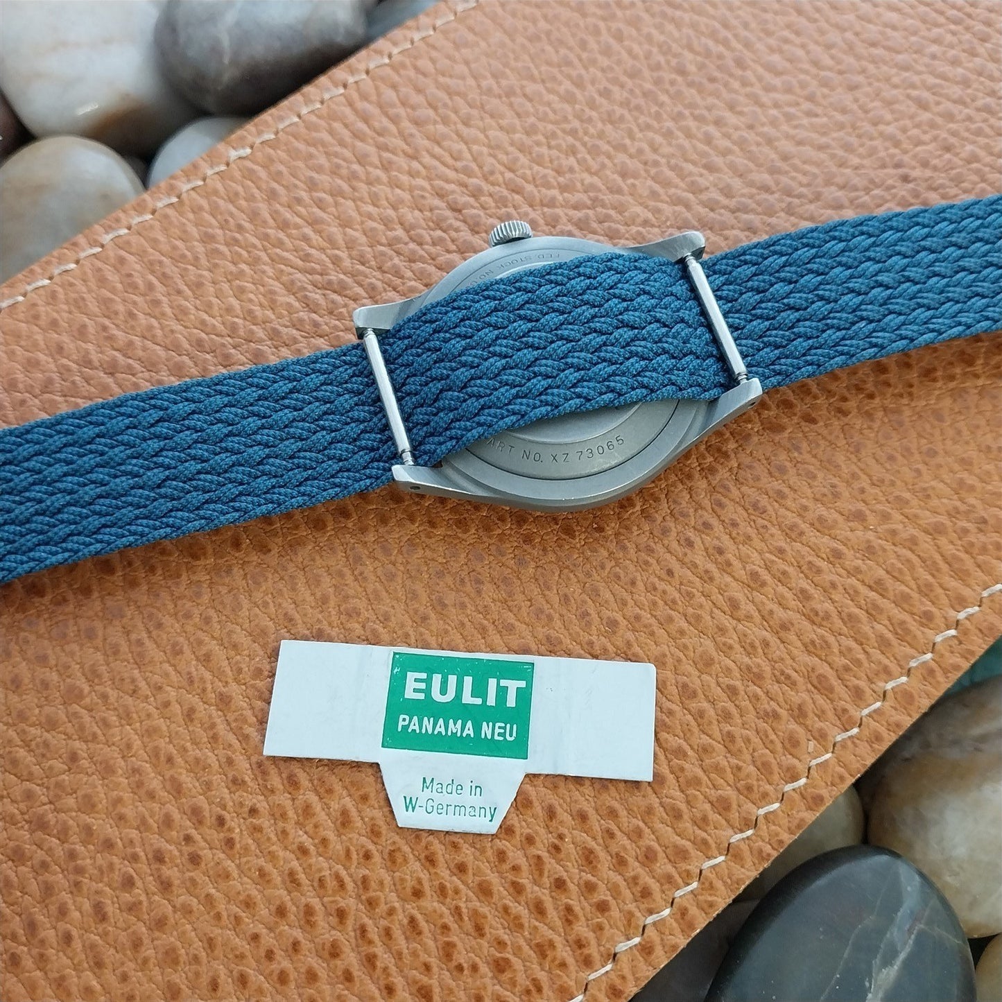 Braided Perlon 18mm Blue Eulit Panama Neu Unused nos 1960s Vintage Watch Band