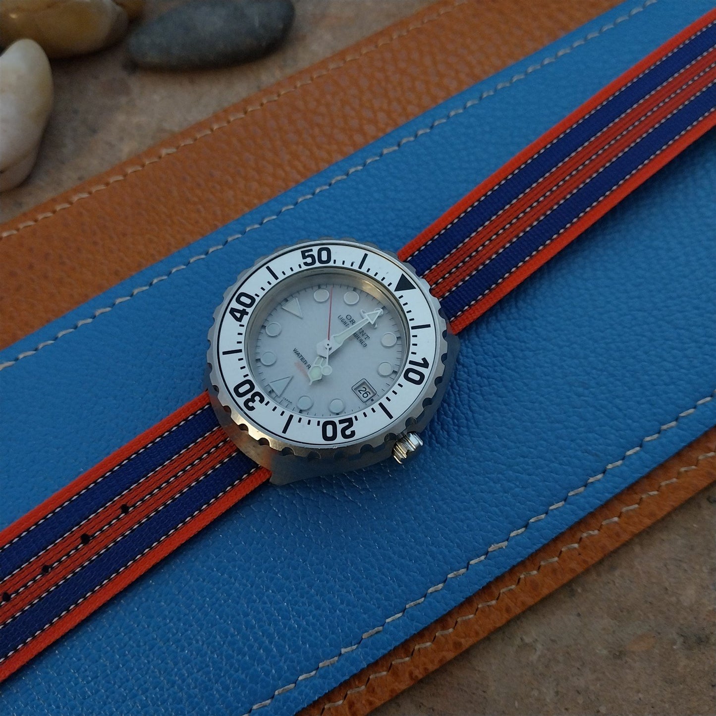 Vintage 18mm Reversible Striped Perlon Unused 1960s Single Pass Watch Band