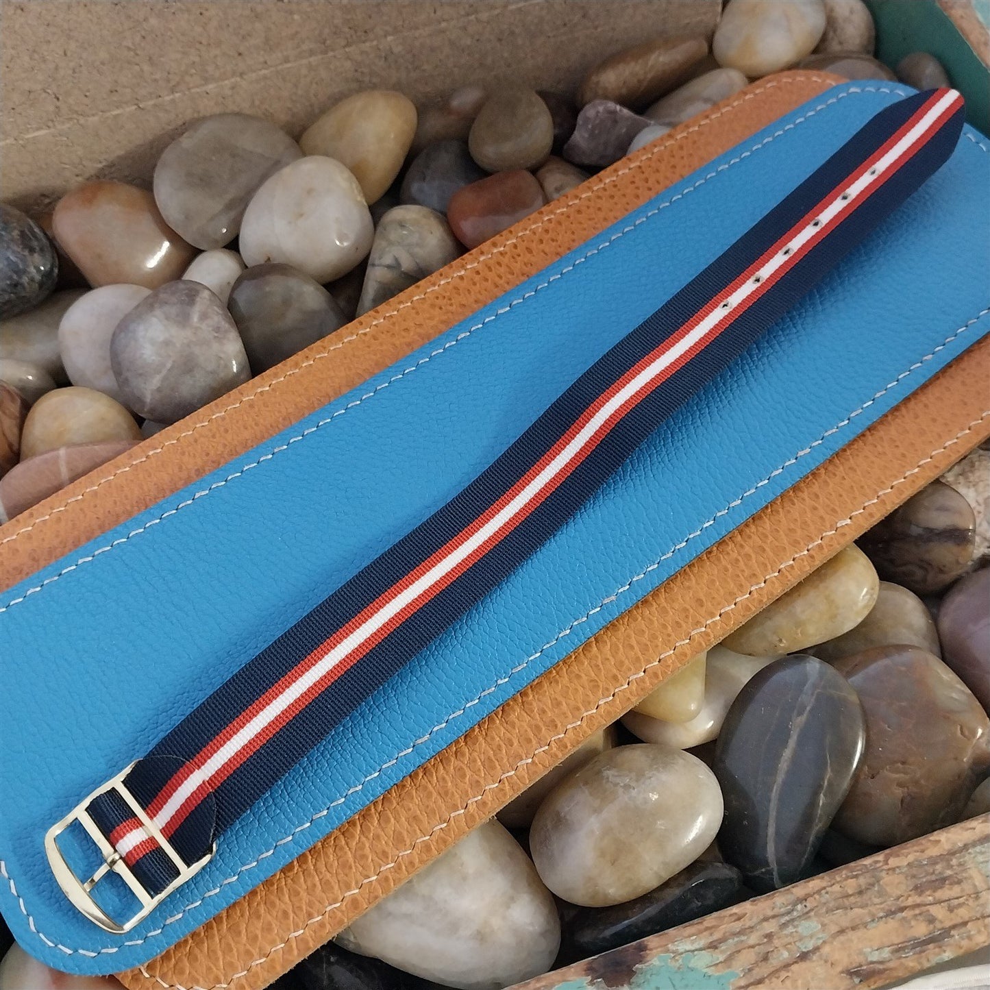 20mm Striped Perlon Perulit Classic Single Pass Unused 1960s Vintage Watch Band