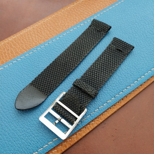 Vintage Perlon Mesh 18mm Black 2-Piece Unused Classic 1960s Watch Strap