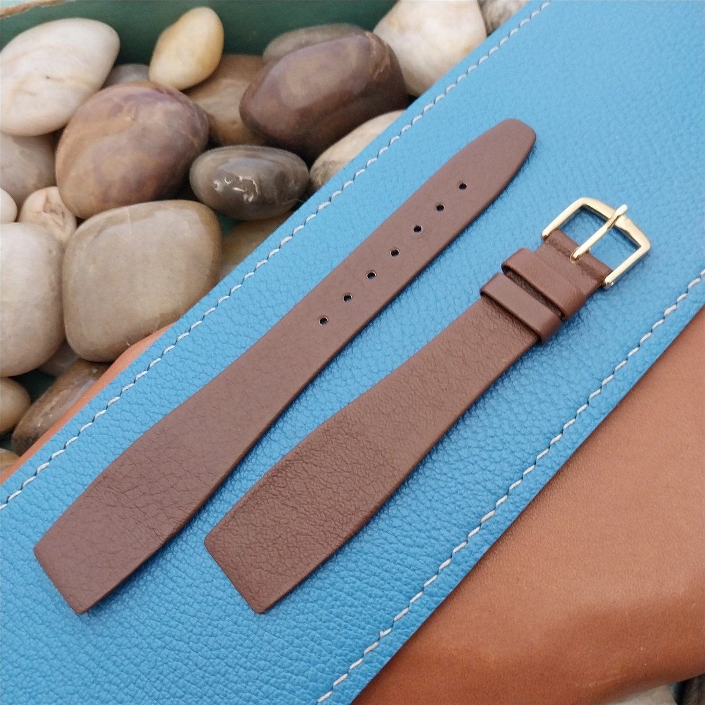 20mm Hirsch Wire Lug Military Open End Brown Calf nos Unused Vintage Watch Band