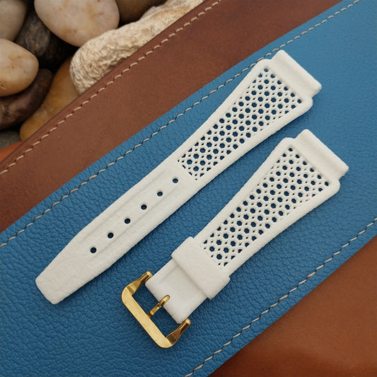 Vintage 20mm Flared White Rally GT Classic Unused 1970s Swiss Diver Watch Band