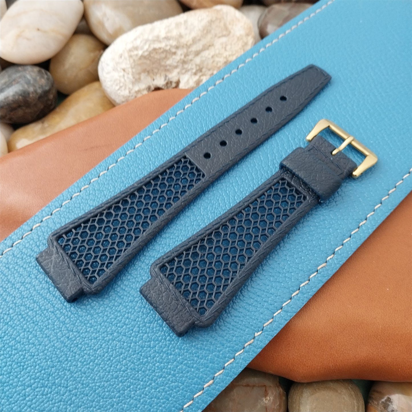 Vintage 18mm Flared Blue Swiss Diver Golay Playa GT Rally Unused Watch Band