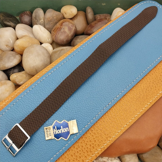 18mm Brown Braided Perlon Mesh Classic One-piece Unused 1960s Vintage Watch Band