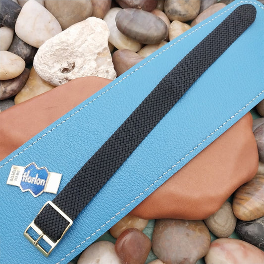 Vintage 18mm Black Braided Perlon Classic Single Pass Unused 1960s Watch Band