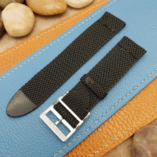 Vintage 20mm Braided Perlon Mesh Black Two-piece 1960s Unused Field Watch Strap