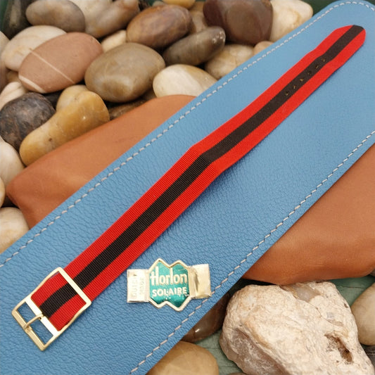 18mm Striped Perlon Horlon Classic 1960s Reversible Unused Vintage Watch Band