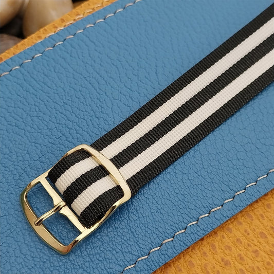 18mm Perlon 1-Piece Regimental Racing Stripe 1960s Vintage Watch Band NOS Unused