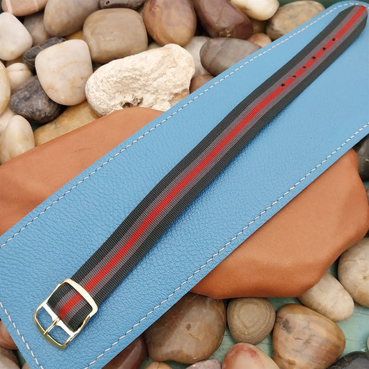Vintage 18mm 1960s Striped Perlon Classic Single Pass Unused Watch Strap