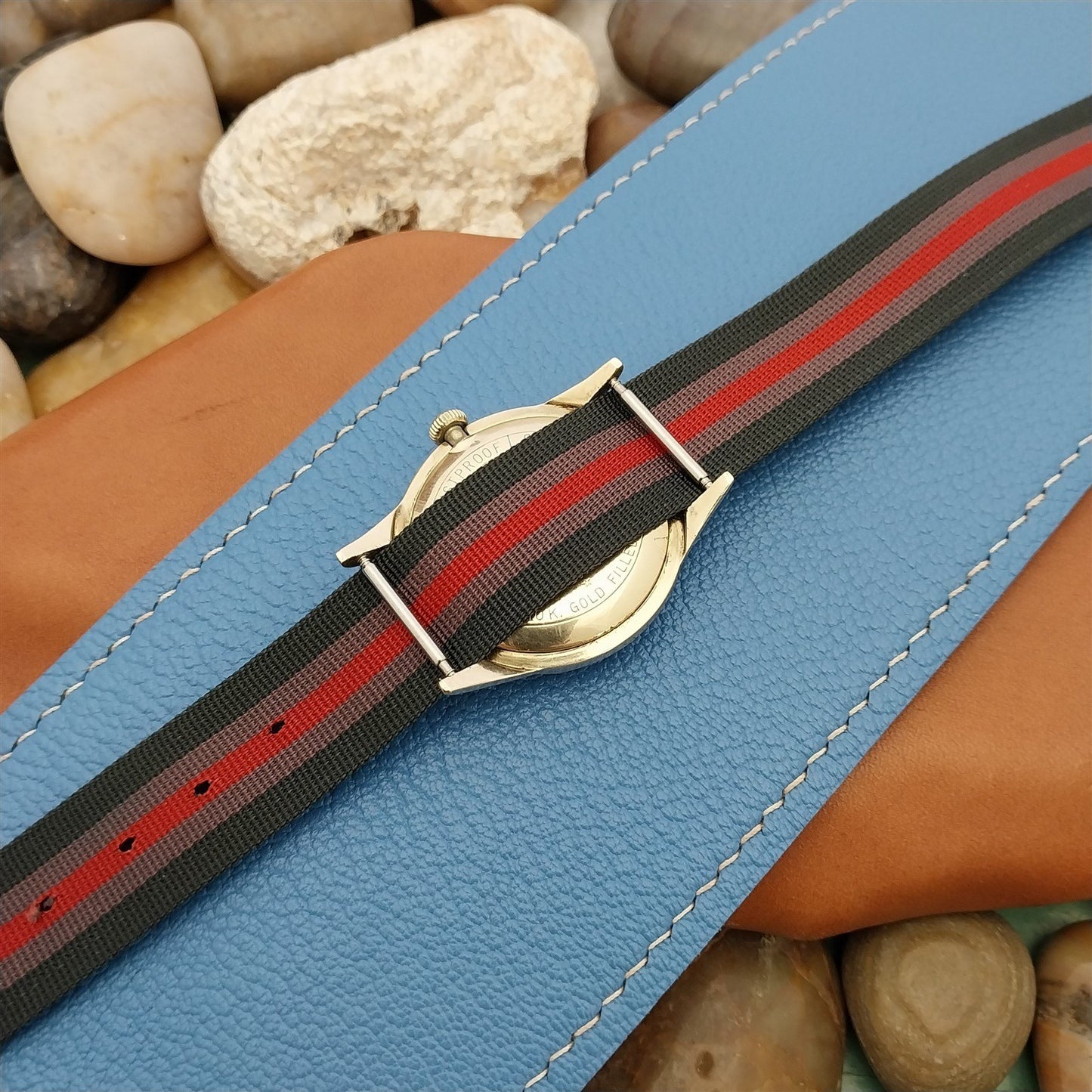 Vintage 18mm 1960s Striped Perlon Classic Single Pass Unused Watch Strap