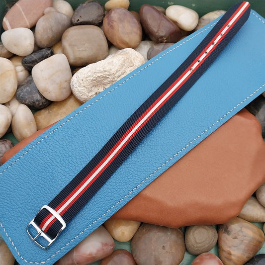 Vintage 18mm 1960s Perlon Striped Single Pass Unused Classic Field Watch Band